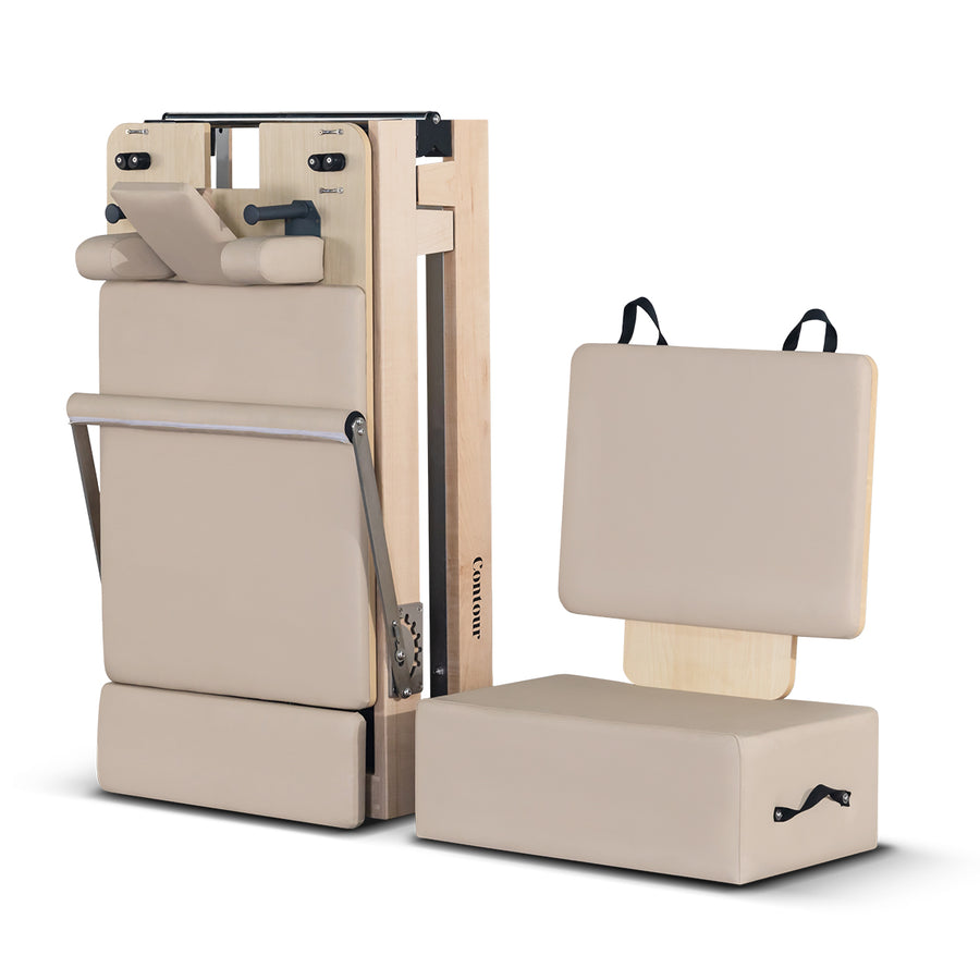 Contour Folding Wooden Pilates Reformer Machine (Beige)