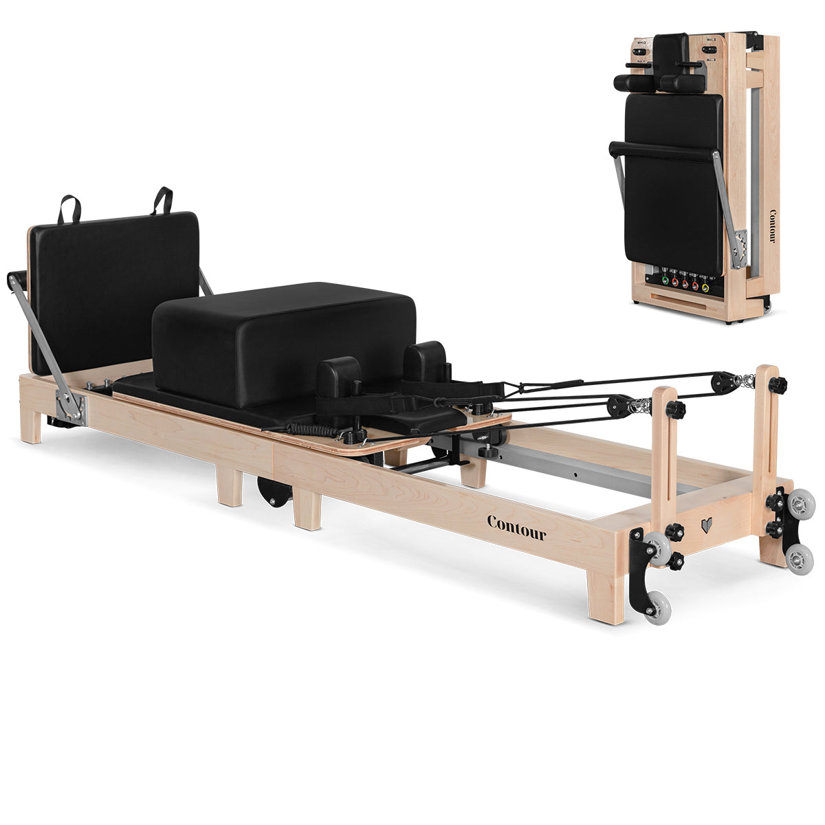 Contour Folding Wooden Pilates Reformer Machine (Black)